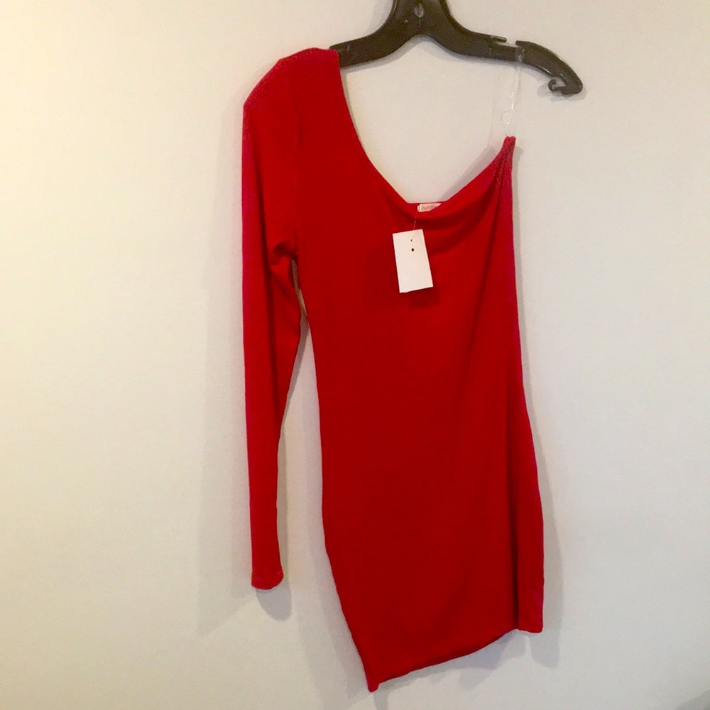 BOZZOLO Women’s Ribbed Bodycon One Shoulder Mini Dress Size Medium